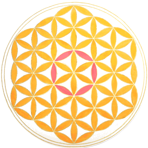 Blume des Lebens, gold-orange, pink, 50 cm, 2010