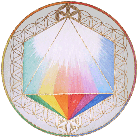 Oktaeder: regenbogenfarben,20cm, 2012 
