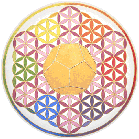 Dodekaeder: gold mit Regenbogen-Netz, 50 cm, 2011
